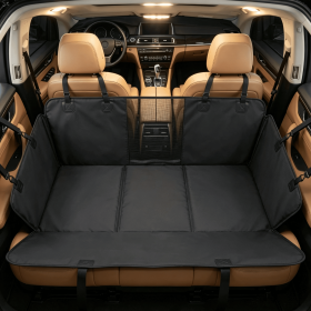 Black Waterproof Dog Car Seat Cover Hammock for Back Seat with Hard Bottom Extender for SUV & Cars 58 Inch Long