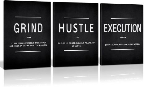 Canvas Painting Wall Art, Grind Hustle Execution Motivational Wall Art Decoration Posters Prints for Living Room Bedroom, Office Decor