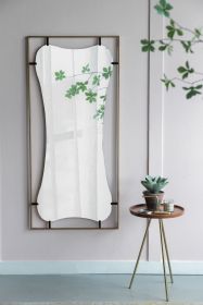 28x1.5x60" Poppy Mirror with Gold Metal Frame Contemporary Design Wall Decor for Bathroom, Entryway