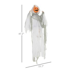 Halloween Hanging Pumpkin Ghost Decoration Sound Activated Creepy Howling Light Up Red Eyes Ghost Prop For Yard Haunted House Decor---Unavailable (Option: A)